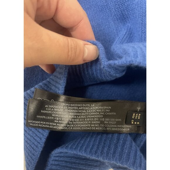 Massimo Dutti Womens Cardigan Sweater Small Blue Knit Wool Cashmere 5749/639 NWT - Picture 7 of 14